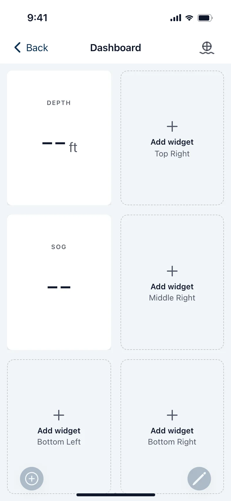 A dashboard, with room for more widgets.